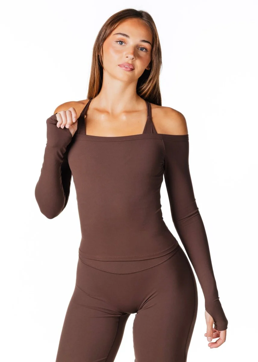Core Capsule Off The Shoulder Top - Dark Choc